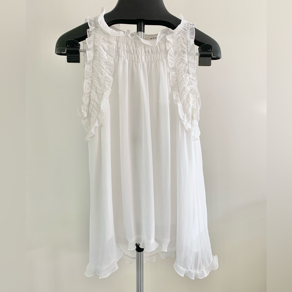 Max Studio Sleeveless Ruffle Trapeze Top